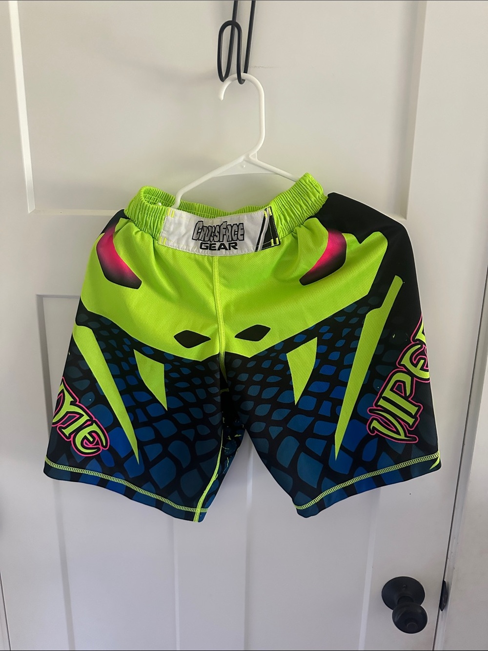 CROSSFACE GEAR Men’s XS Neon Green & Blue Swim Shorts by